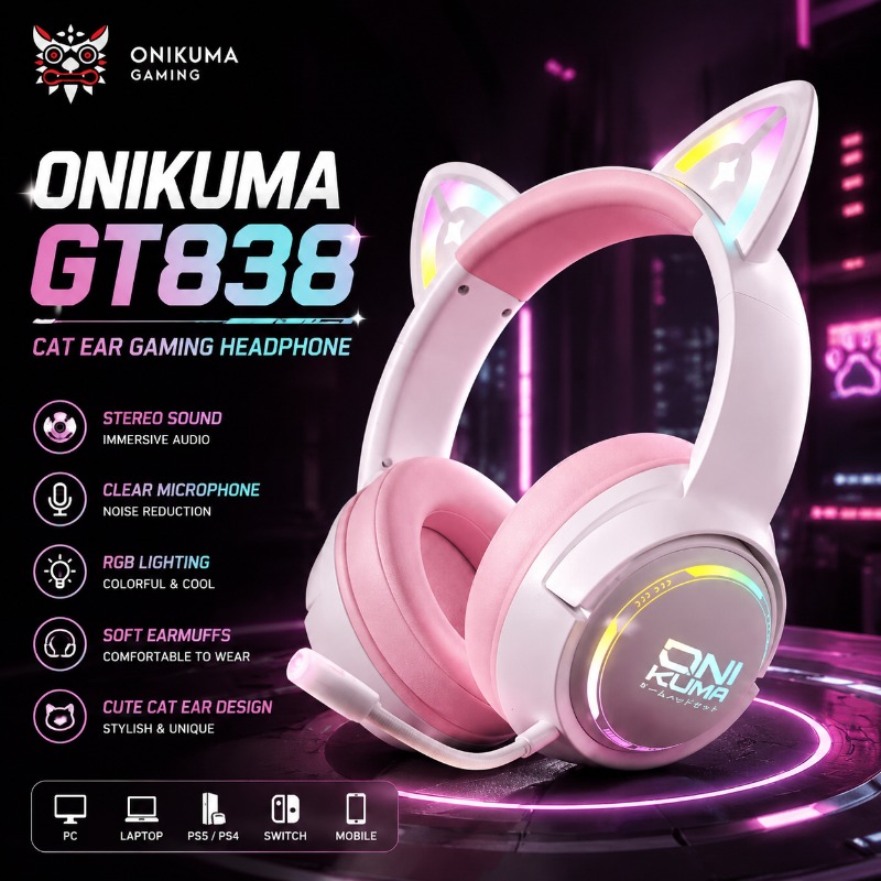 Gaming Console In Amazon - ONIKUMA GT838 Gaming Headset Cat Ear