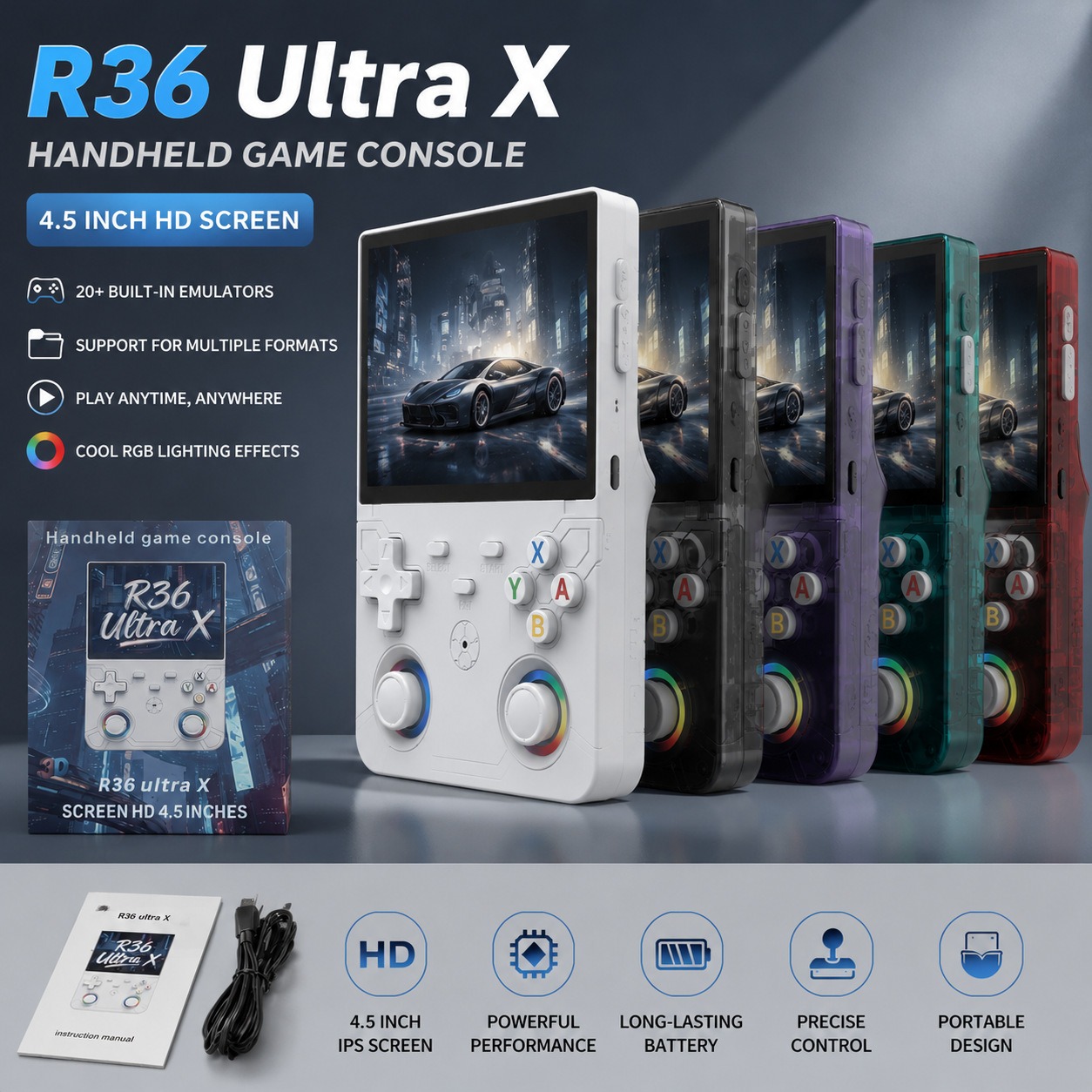 NEW 4.5 inch R36 ultra X retro - огляд і ціна Gaming Console R36 Ultra